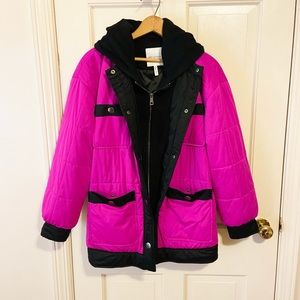 NWOT avec les filles pink & black quilted jacket